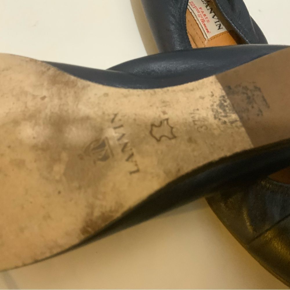 LANVIN leather Ballet Flats blue black 37.5 - Picture 3 of 5